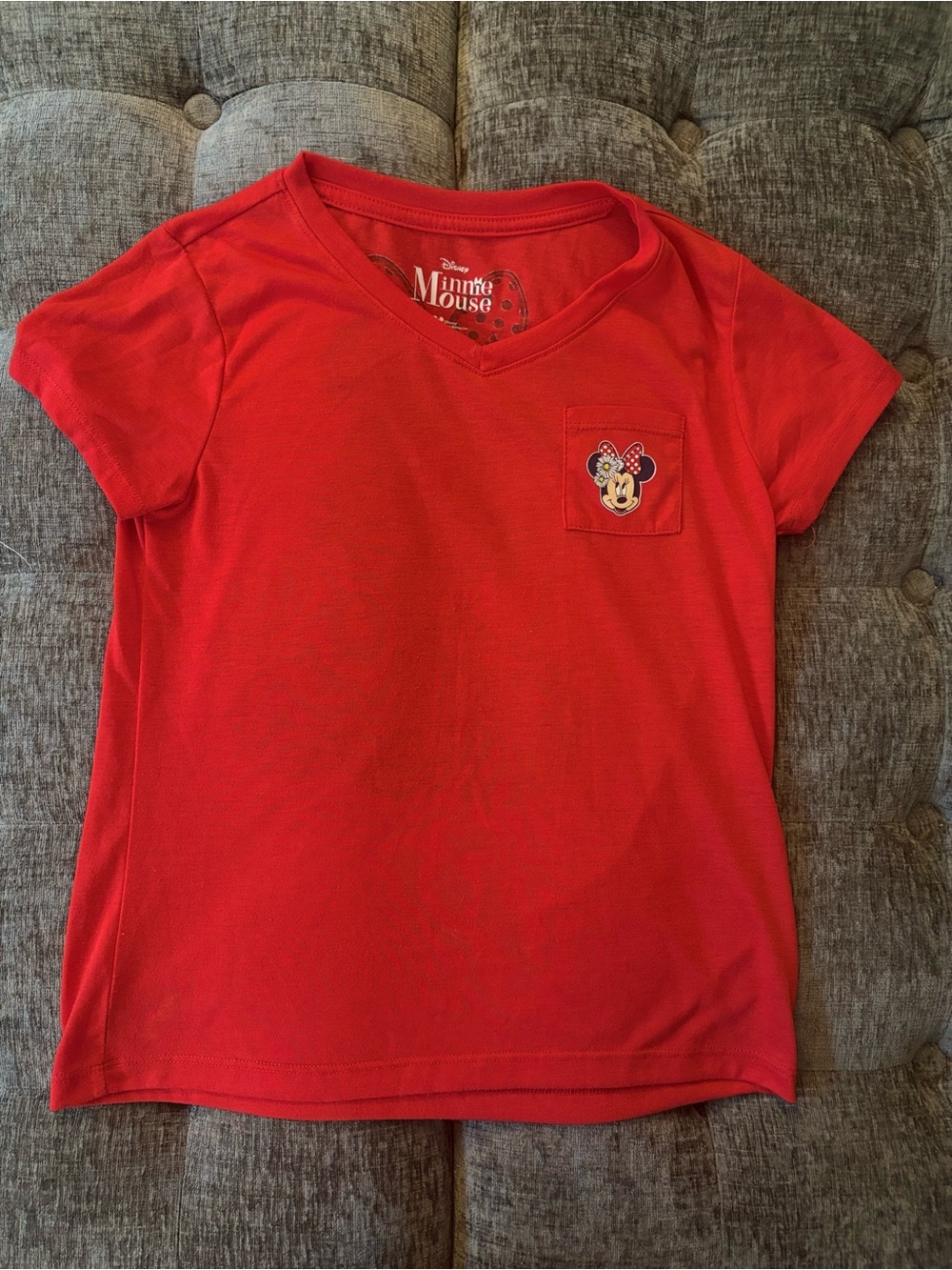 Disney Red Minnie Mouse V-Neck Pocket Tee
